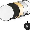 K&F CONCEPT 5-in-1 Light Reflector with Grip 22"(60cm) Photography Diffuser Collapsible Portable for Studio and Outdoor Lighting Gold Silver White Black Translucent
