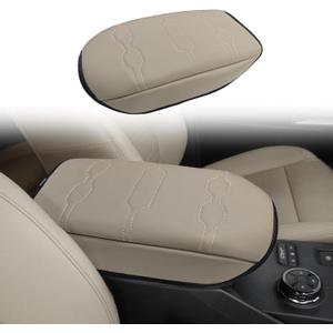 Muslogy Center Console Armrest Cover Fit for Ford Ranger 2024 2025 2026 Accessories, Comfort Armrest Pad Console Lid Cushion Vegan Leather Regular Thick (Sandstone)