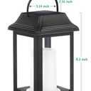 TomCare Solar Lights Metal Flickering Flame Solar Lantern Outdoor Hanging Lanterns Decorative Lighting Heavy Duty Solar Powered Waterproof Umbrella Lighting for Garden Yard Patio Deck, 2 PackBlack