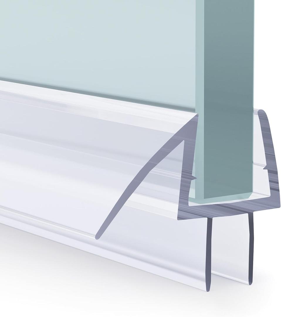 AmazerBath 3 PCS Shower Door Bottom Seal for 1/2 Inch Glass - (15.75 Inches x 3), 3 Section Segmented Shower Installation Kit Frameless Glass Door Seal Strip