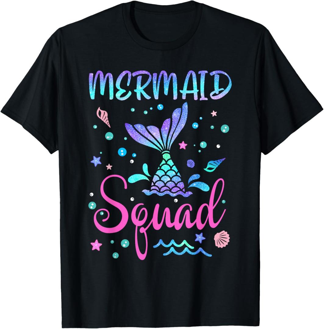 Mermaid Squad of The Birthday Mermaid Tail Family Matching T-Shirt, S