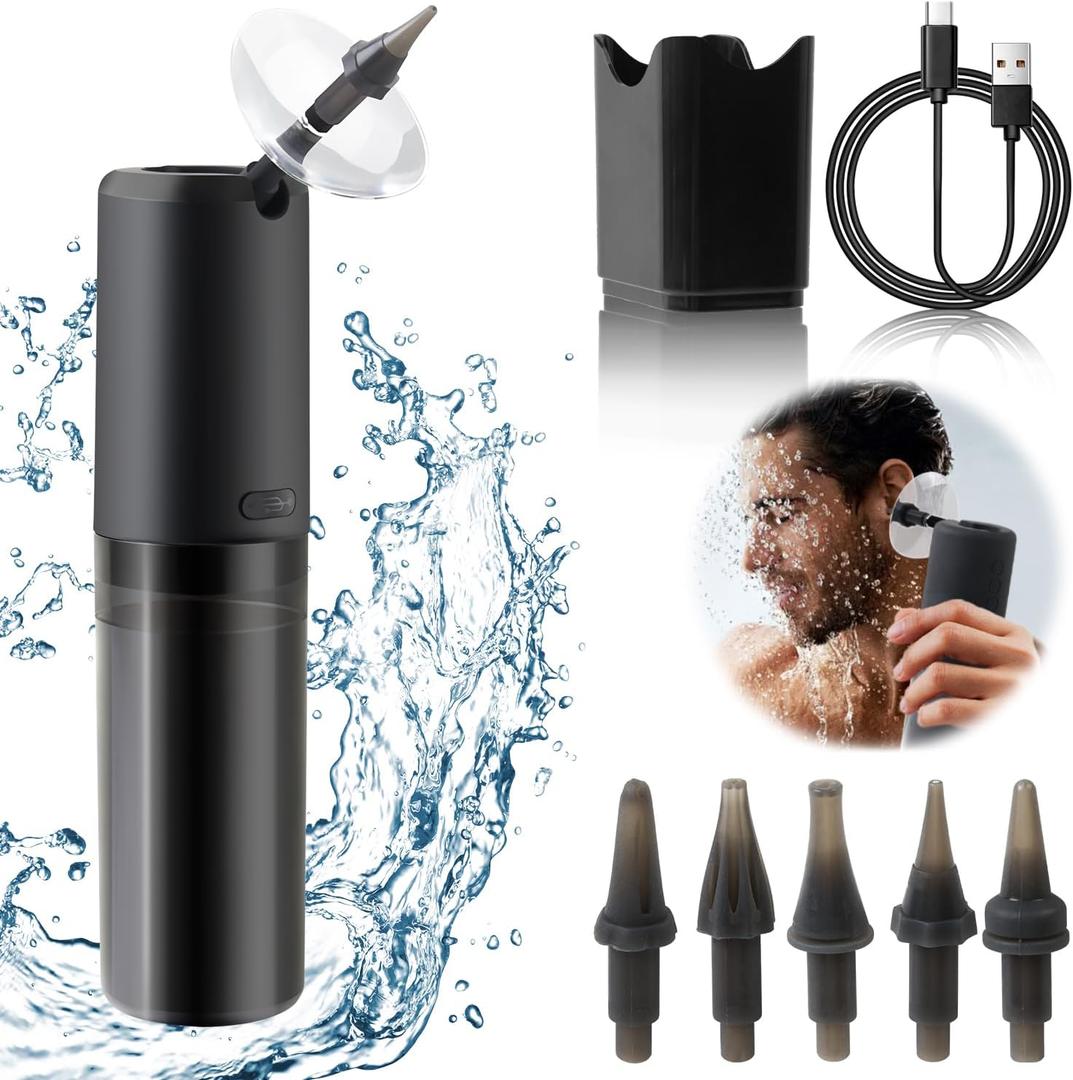 Ear Wax Removal Irrigation Flushing System Kit, Ear Cleaner Tool for Wax Removal Cleaning, Waterproof, Black