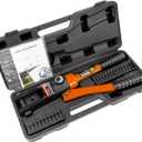 AMZCNC 16 Ton Hydraulic Wire Crimper Battery Cable Lug Terminal Crimping Tool WIth Standard US cable Dies,Crimps 6 AWG to 600 MCM, Cable Crimping Tool with 13 Pairs of Standard US cable Dies