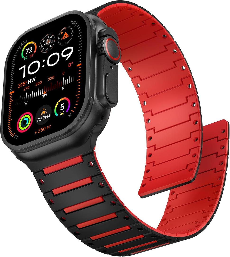 Magnetic Band Compatible with Apple Watch Bands 49mm 46mm 45mm 44mm 42mm Men, Soft Silicone Sport Strong Magnet Loop Replacement Strap for iWatch Ultra 3 2 1 Series 11 10 9 8 7 6 5 4 3 2 1 SE