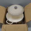 Enameled Cast Iron Dutch Oven Pot with Lid, for Sourdough Bread Baking, Round Dutch Ovens, 6 Quart, Latte