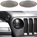 RAZPOY Smoked Headlight Cover, Front Head Light Lamp Trim Guard Compatible with Jeep Wrangler JL & Gladiator JT 2018-2023, Smoked Black