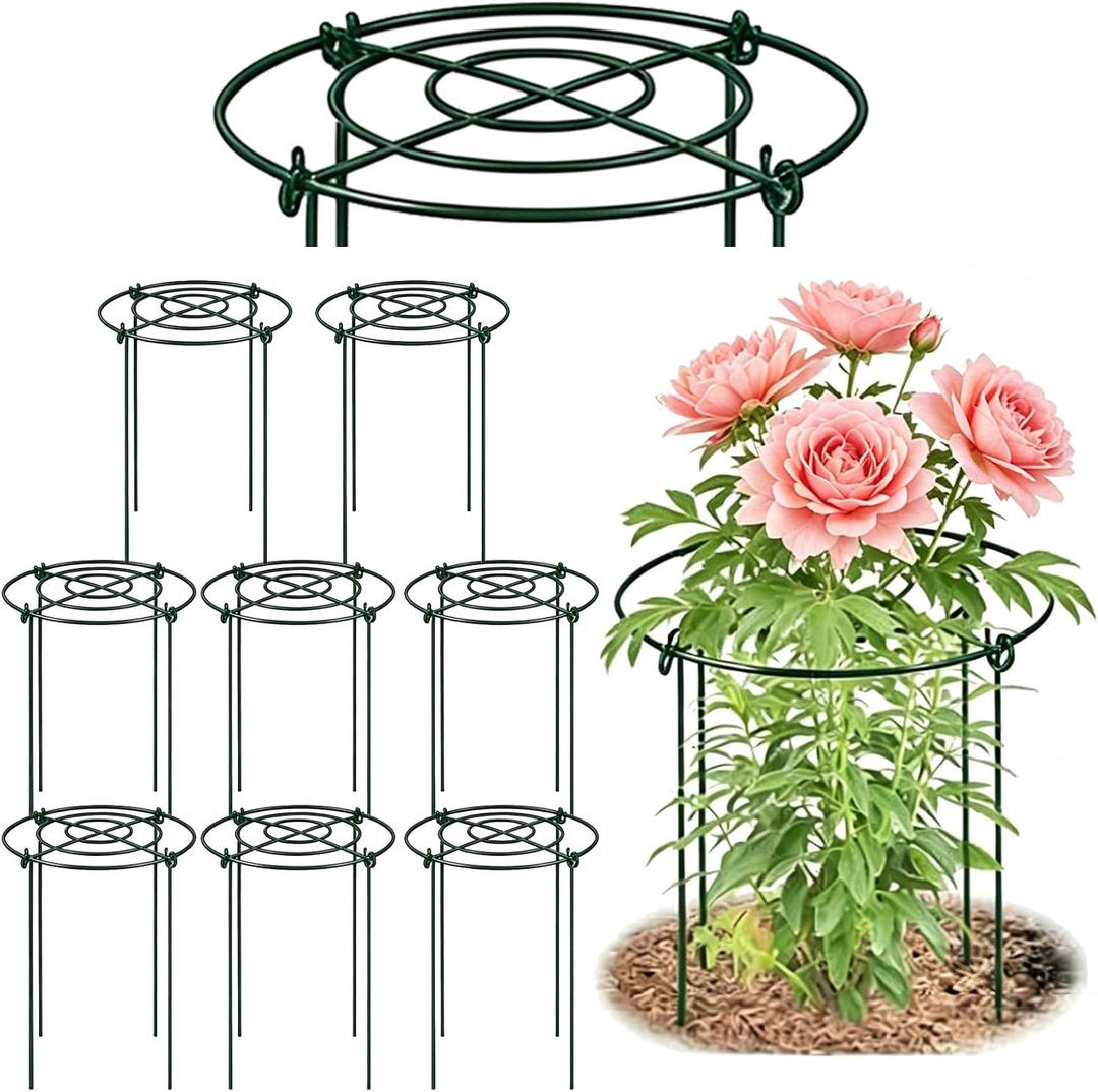 DAYUMKOU 8 Pack Peony Cages and Supports, 14" D x 24" H, 8pc 14"x24"