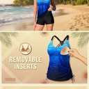 Tempt Me Two Piece Tankini Swimsuits for Women Tummy Control Bathing Suit with Shorts Athletic Swimwear (Blue, S)
