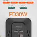 Addtam 5-Outlet Extender Surge Protector, Multi Plug Wall Outlet with 4 USB Wall Charger(PD 30W), Plug Extension Outlet 1800J, Outlet Splitter Power Strip for Home Office Dorm Room Essentials, Black