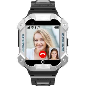 PTHTECHUS Kids Smart Watch with SIM Card, Kids GPS Watch with 4G Video Call WiFi Phone Calls School Mode SOS Function Alarm Telephone for Children, Kids Gift 4-12 Years (Gray)