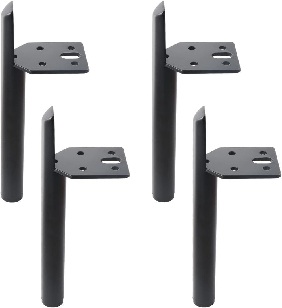 Osring Modern Furniture Legs 7 Inch Metal Furniture Table Leg Black, Steel Side-Mounted Sofa Cabinet Feet Set of 4, Also for Home Coffee Table Feet DIY Replacement