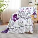 Lavender Floral Throw Blanket for Mom Soft & Cozy Flannel Fleece Blanket to My Mom for Birthday, Anniversary, Retirement Bedding Sofa and Travel Camping 50" 60"
