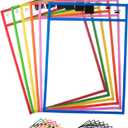 Mr. Pen- Dry Erase Pocket Sleeves, 10 x 14 Inch, 6 Pack, Colorful, Plastic,Reusable, Clear, Classroom Sleeves (Bright Colors)