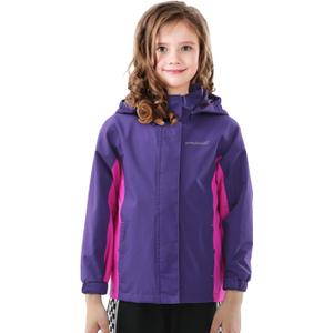 YINGJIELIDE Boys Girls Rain Jacket,Kids Lightweight Waterproof Hooded Raincoats Windbreakers,Outdoor Hiking Coat Dark Purple, 11-12 Years (Purple)