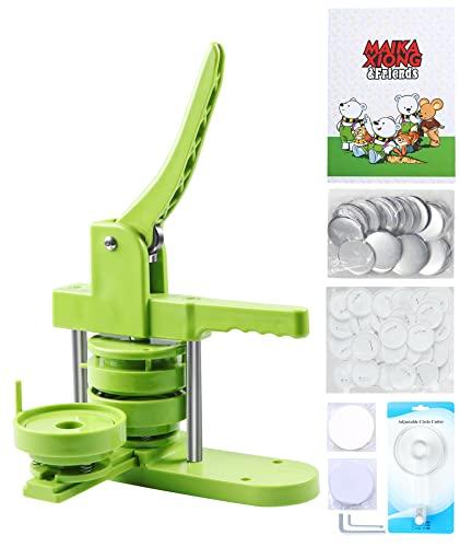 Happizza Button Maker Machine, 75mm(3 inch) DIY Pin Button Maker Press Machine Kit, Badge Button Press Machine Pin Maker Machine with Free 100pcs Button Parts&Pictures&Circle Cutter&Magic Book