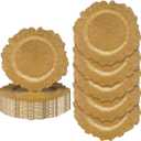 JEVERGN 24 Pack Gold Charger Plates, 13'' Reef Chargers for Dinner Plates, Gold Plate Chargers Set of 24, Round Plastic Charger for Wedding, Party Event, Dinner, Table Setting