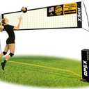 Apex Sports Volleyball Net Training – 12' Wide, Portable Adjustable Height 7.4' to 8' – Includes Ground Stakes, Carry Bag – Indoor & Outdoor Use, Designed by Pro Athletes for Peak Performance