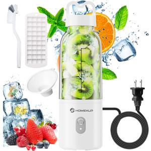 Portable Personal Blender 17 OZ/500 ML Juicer, 175W Personal Size Blender, Ideal for Smoothies, Ice Blending, Juicing, and Food Processing, Compact, Convenient, and Versatile (White)