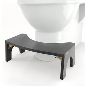 Toilet Stool Wood, Foldable Poop Stool for Adults, 7" Squat Poop Stool Extra Sturdy & Wide Wooden Toilet Squat Step Stool with Anti-Slip Feet by CHEAGO,380 lbs Black