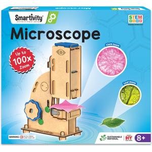 Smartivity Microscope 100x Zoom STEM Toy for Kids Age 8 to 14 Years Old | Cool Birthday Gifts Ideas for Boys & Girls | DIY Science Toys for 8,9,10,11,12,13,14 Years I Wooden Engineering Game