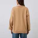 Livtany Womens Oversized Ribbed Deep V Neck Sweater Long Sleeve Drop Shoulder Pullover Top Casual 2024 Trendy Fall Clothing Khaki (L)