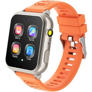 Kids Smart Watch for Boys Girls 6-12 with Pedometer Audio Book Camera Music Player Present Birthday Christmas (Silver Frame Orange)