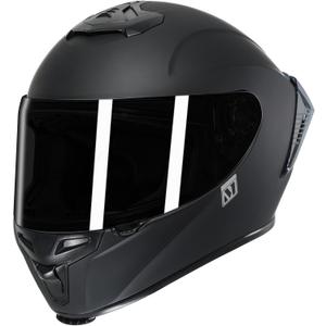 Full Face Motorcycle Helmet with Spoiler - Advanced Aero Design for Men and Women (Unisex) (Size: L 59-60cm, Black)