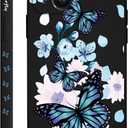 for iPhone 15 Case Anti Scratch Soft Microfiber Lining, Soft Shockproof Slim Fit Floral for iPhone 15 Phone Cover 6.1 inch-Aurora Butterfly Black