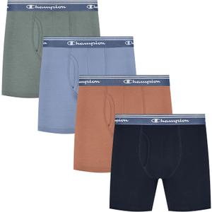 Champion Men's Cotton Stretch Boxer Brief-boxer Briefs With Moisture-wicking, Odor Control & No Ride-up Fit-4 Pack (M)