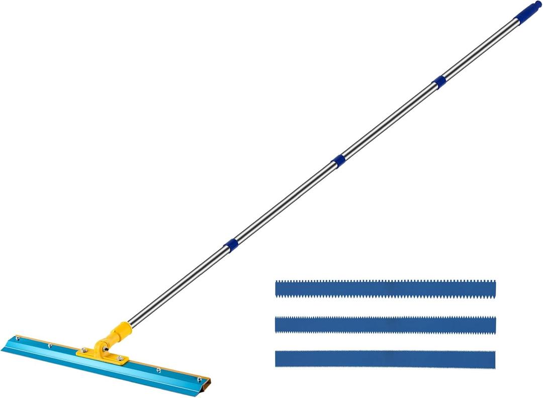 Notched Squeegee for Self Leveling, Self-Leveling Floor Squeegee with 78.7" Long Stainless Steel Handle Cement Floor Leveling Tool Construction Tool with 3 Racks