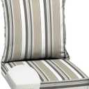 Arden Outdoor Deep Seat Cushion Set, Foam, 24x24, Taupe Grey Stripe | earthFIBER, Sofa, Couch, Conversation Set, Premium High-Density Foam, Never Flattens, Mold and Mildew Resistant