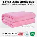 SALBAKOS Luxury 100% Turkish Cotton Bath Sheets 40x80 in Oversized Extra Large Bath Towels Pink Thick Soft Absorbent Turkish Towel for Spa Beach (Pack of 1, Rose, Jumbo Bath Sheet)