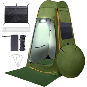 Camping Shower Tent With LED Sensor Light 6.23 ft - Large Easy Pop Up Privacy Tent for Beach Changing - Outdoor Portable Enclosure for Camping, 152.4 cm x 152.4 cm x 188.74 cm