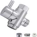 Brass Faucet Diverter Valve with Aerator, Faucet Adapter for Sink Hose Attachment, 3 Way Faucet Splitter with Male Thread Adapter, Faucet Connector for Bathroom/Kitchen(Chrome)