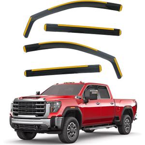in-Channel Window Rain Guards Fit for Chevy Silverado/GMC Sierra 1500 2019-2025 Crew Cab,Extra Durable Window Deflectors,Vent Visors,Truck Accessories,4pcs
