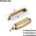 khtumeware 10 Pack Brushed Brass Cup Pulls 4 Inch Center to Center - Cabinet & Drawer Handles for Kitchen Hardware