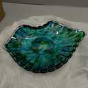 LCCCK Large Hand Blown Glass Seashell Bowl, Pretty Leaf Display Candy Dish, Coastal Decorative Bowls for Home Decor, Unique Blown Glass Art for Kitchen Counter Fruit ou Office Candy Dish