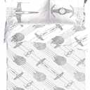 Jay Franco Kids Sheet Set with Fitted, Flat Sheets & Pillow Cover - Ultra-Soft Bedding with Pillowcase for Room Decor, White - Star Wars, 4 Piece Queen