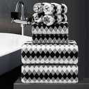 8 Piece Bathroom Towel Set Black White|2 Oversized Large Bath Towels Sheet, 2 Hand Towels, 4 Washcloths| 600GSM Soft Towel Set for Bathroom Hotel, Highly Absorbent Quick Dry Bath Towel Collections