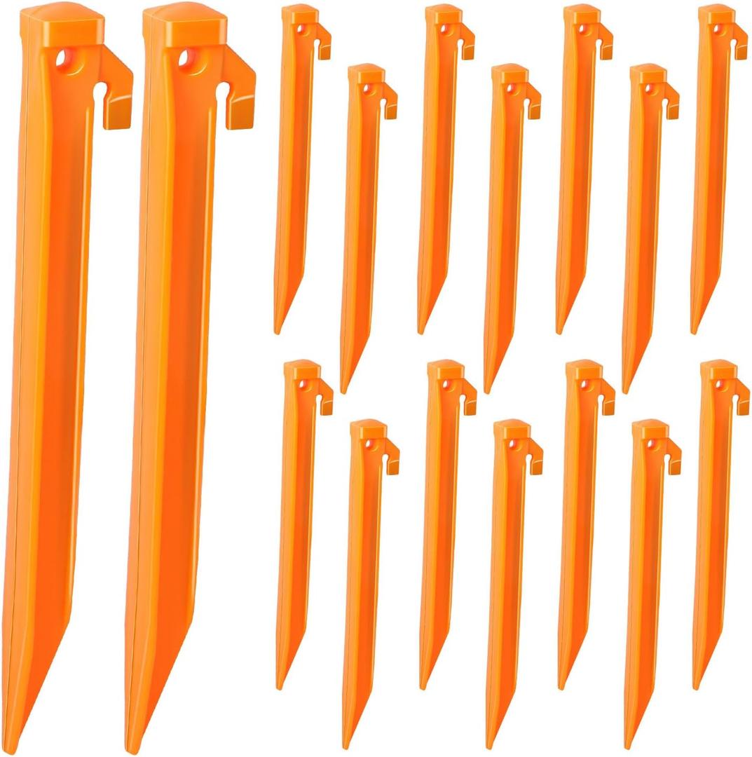 16 Pieces Plastic Inflatable Stakes, 8.7 Inch Inflatable Tent Stakes Replacement Inflatable Stakes for Halloween Christmas Holiday Inflatables Garden and Camping Decorations (16, Orange)
