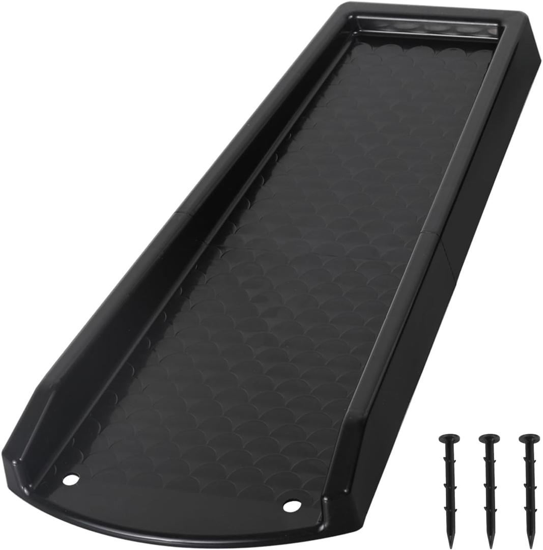 Rain Gutter Downspout Splash Block, Gutter Downspout Extensions for Water Drainage, 24" Gutter Splash Guards Downspout Extender, Fixable Down spout Drain Trays with PE Nails(2 Pack, Black)