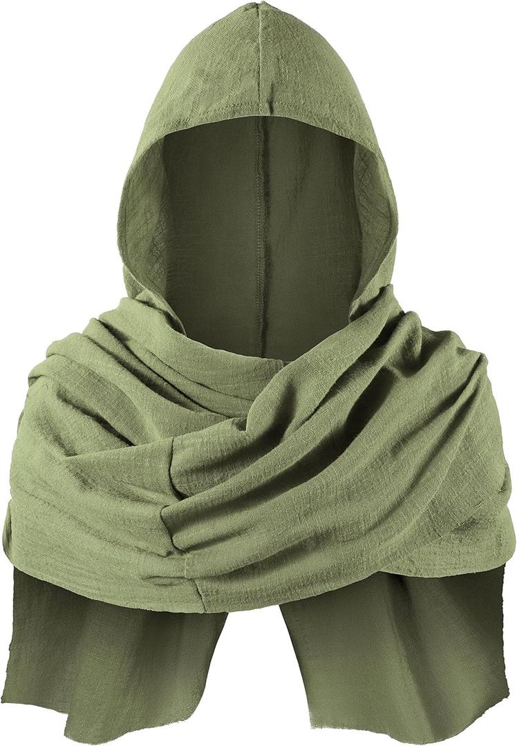 TOKYO REVENGERS Kids Medieval Renaissance Hooded Cowl Multifunctional Scarf Shawl Cape Halloween Cosplay Costume Accessories (One Size, Army Green)