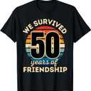 Celebrating 50 YEARS OF FRIENDSHIP Funny Group Matching T-Shirt (M, Black)
