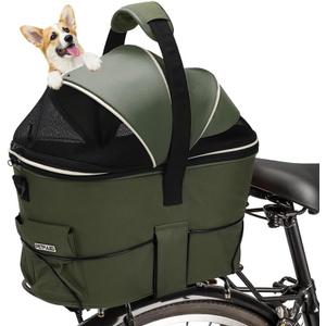 Dog Bike Basket Rear Seat, FVILIPUS 3-in-1 Waterproof Pet Bicycle Carrier, Dog Car Seat with Anti-Jump Safety Tether, Breathable Portable Travel Bag for Small Dogs Cats Outdoor Riding