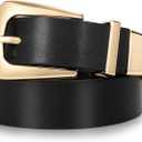 SUOSDEY Women's Leather Belts for Jeans Pants, Vintage Western Belt with Gold/Silver Buckle (Fit waist from 45"-49", 01-black)