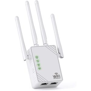 WiFi Extender Signal Booster, 8X Faster Internet Extender WiFi Booster Long Range up to 14,787 Sq Ft for Home, WiFi Repeater W/Ethernet Port, Wireless Signal Amplifier Support 99% Router, 1-Tap Setup