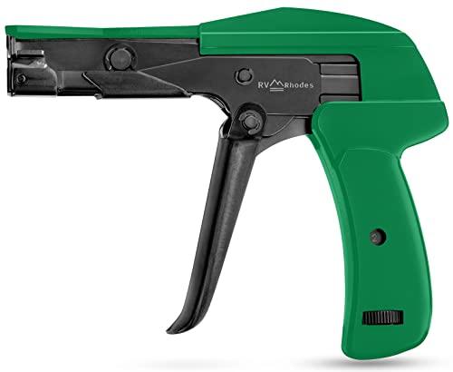 42708 Zip Tie Gun/Cable Tie Install Tool, Adjustable Tension with Built-In Cutter, for Nylon Ties up to 1/4- Black and Green