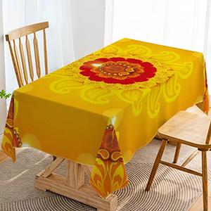 Hafangry Diwali Tablecloth Indian Diwali Decorations for Home Festival of Lights Deepavali Party Supply Kitchen Dining Room Decor (60" x 84")