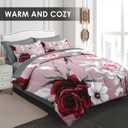 Comforter Set Queen Size, Rose Flower Leaves 7 Pcs Bedding for Kids and Adults, Painting Vintage Bed Sheet Sets with Fitted Sheet 2 Pillowcases & 2 Shams for Bedroom Bed Decor