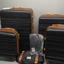 LONG VACATION 6 Piece Luggage Set Carry on Suitcase with ABS+PC hardshell, Spinner Wheels & YKK Zipper TSA Lock (BLACK-BROWN, 6 Piece Set)
